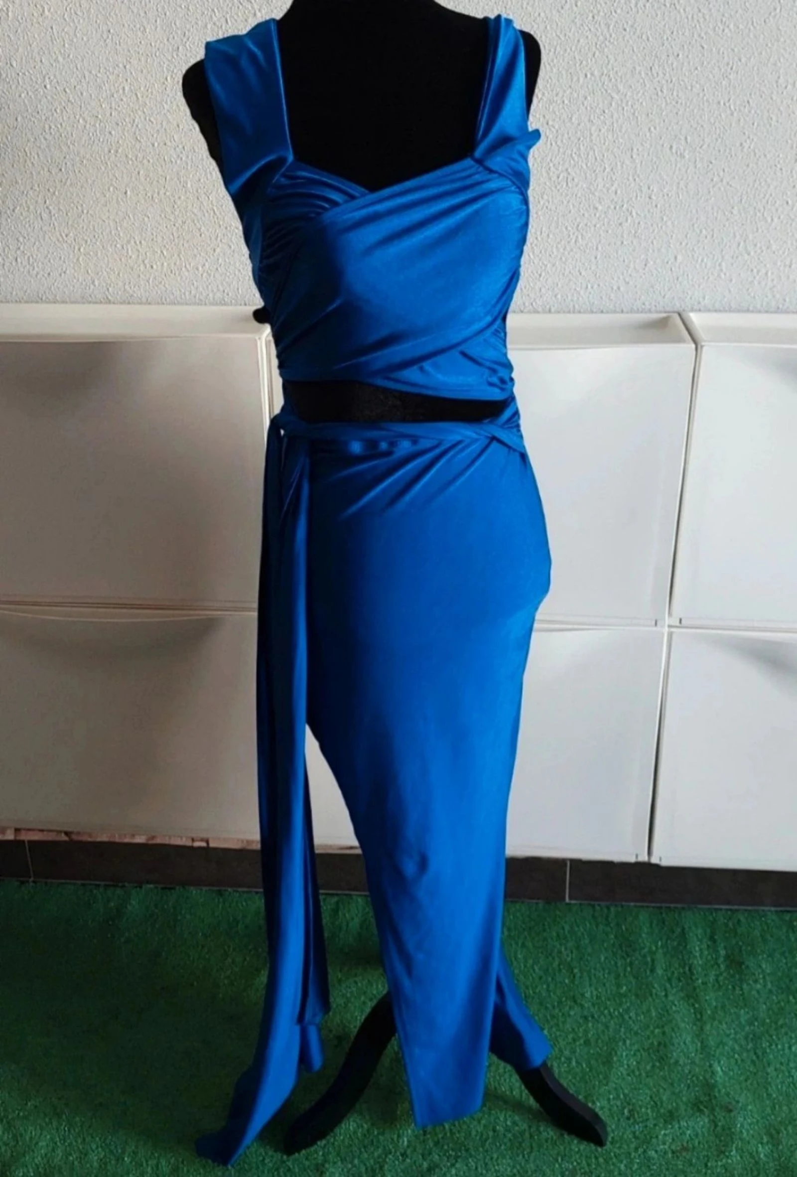 🏵mooi asymmetrisch lange blauwe jurk maat S🏵 – photo 5